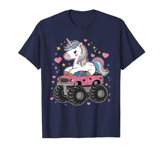 Monster Truck Unicorn Birthday Party Girl Monster Truck T-Shirt