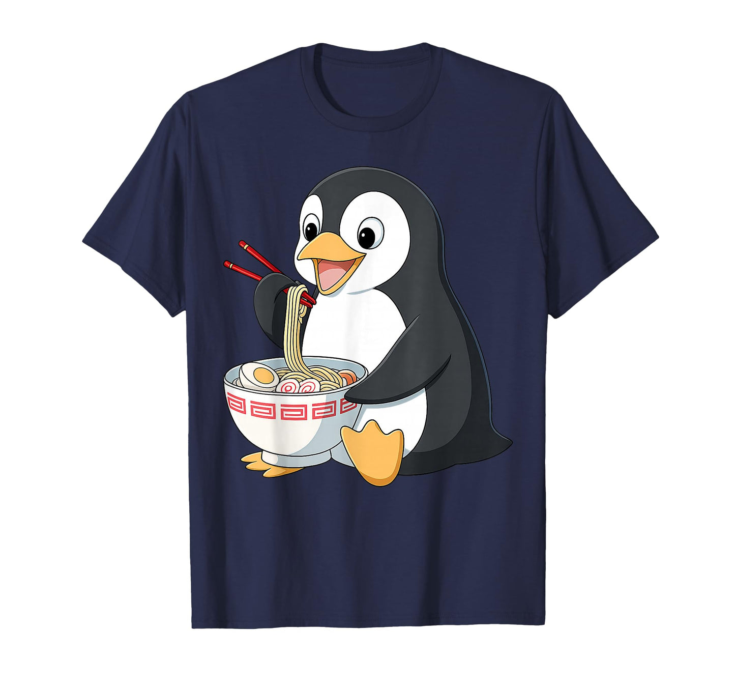 Anime Kawaii Penguin Eating Ramen Noodle Gifts Men Women Kid T-Shirt