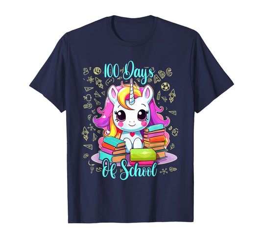 100 Days Of School Unicorn Shirt Girls, 100th Day Of School T-Shirt