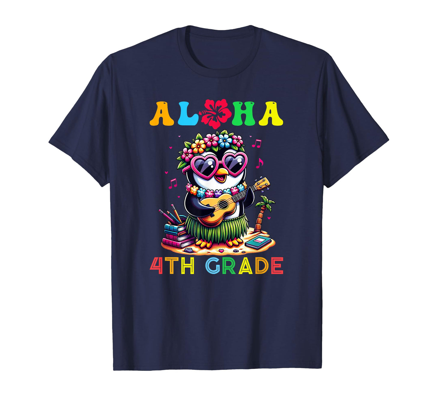 Aloha Fourth Grade Penguin Hawaii Back to School Kids Girl T-Shirt