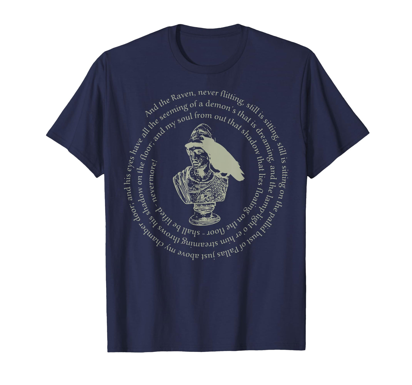 Edgar Allan Poe Raven Poem - Bust Of Pallas Athena 2 T-Shirt