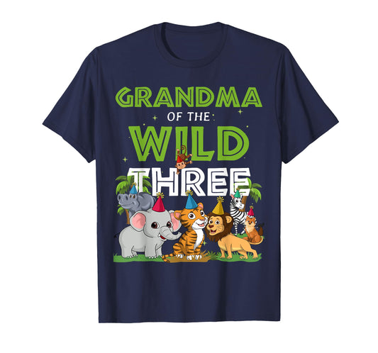 Grandma of the Wild Three Zoo Birthday Safari Jungle Animal T-Shirt