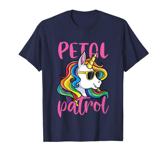 Flower Girl Shirt Girls Kids Wedding Unicorn Petal Patrol T-Shirt