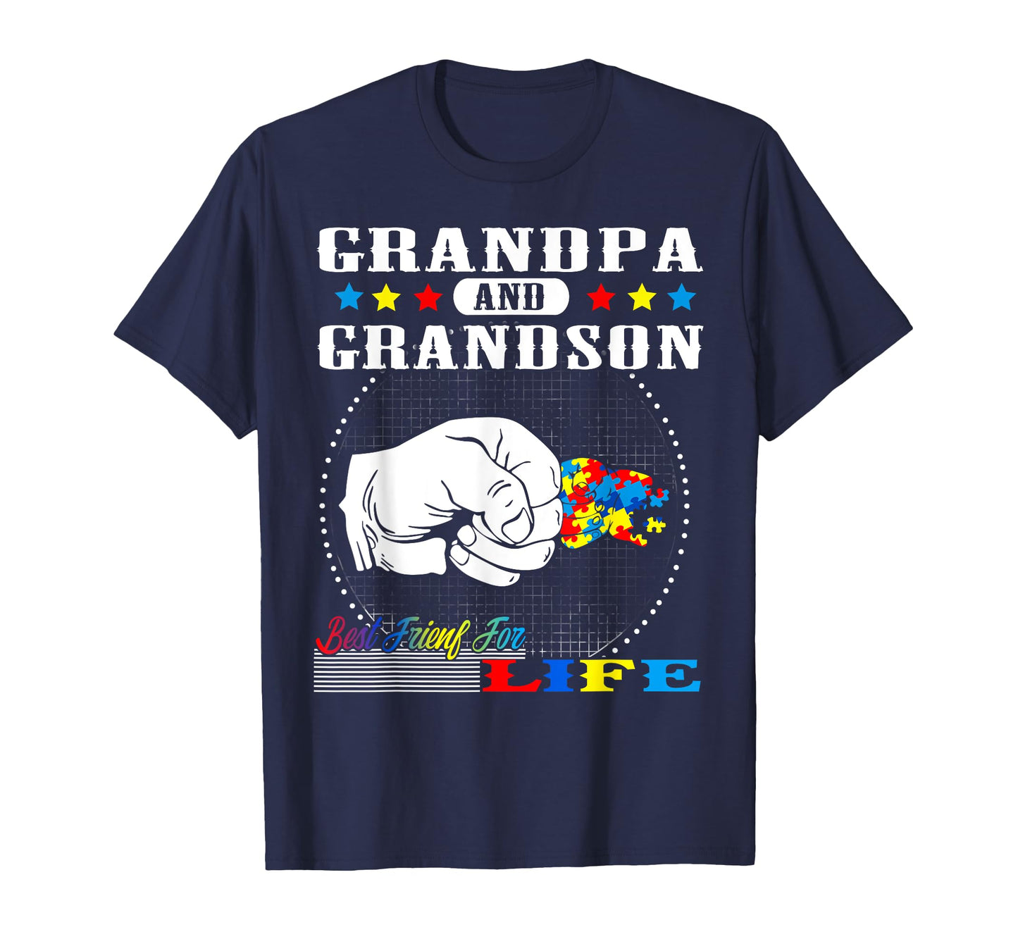 Autism Awareness Grandpa Grandson Best Friend for Life Gift T-Shirt