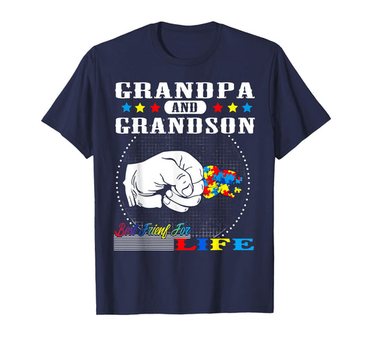 Autism Awareness Grandpa Grandson Best Friend for Life Gift T-Shirt