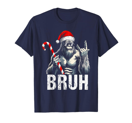 Bruh Bigfoot Christmas Funny Christmas Tree Xmas Sasquatch T-Shirt