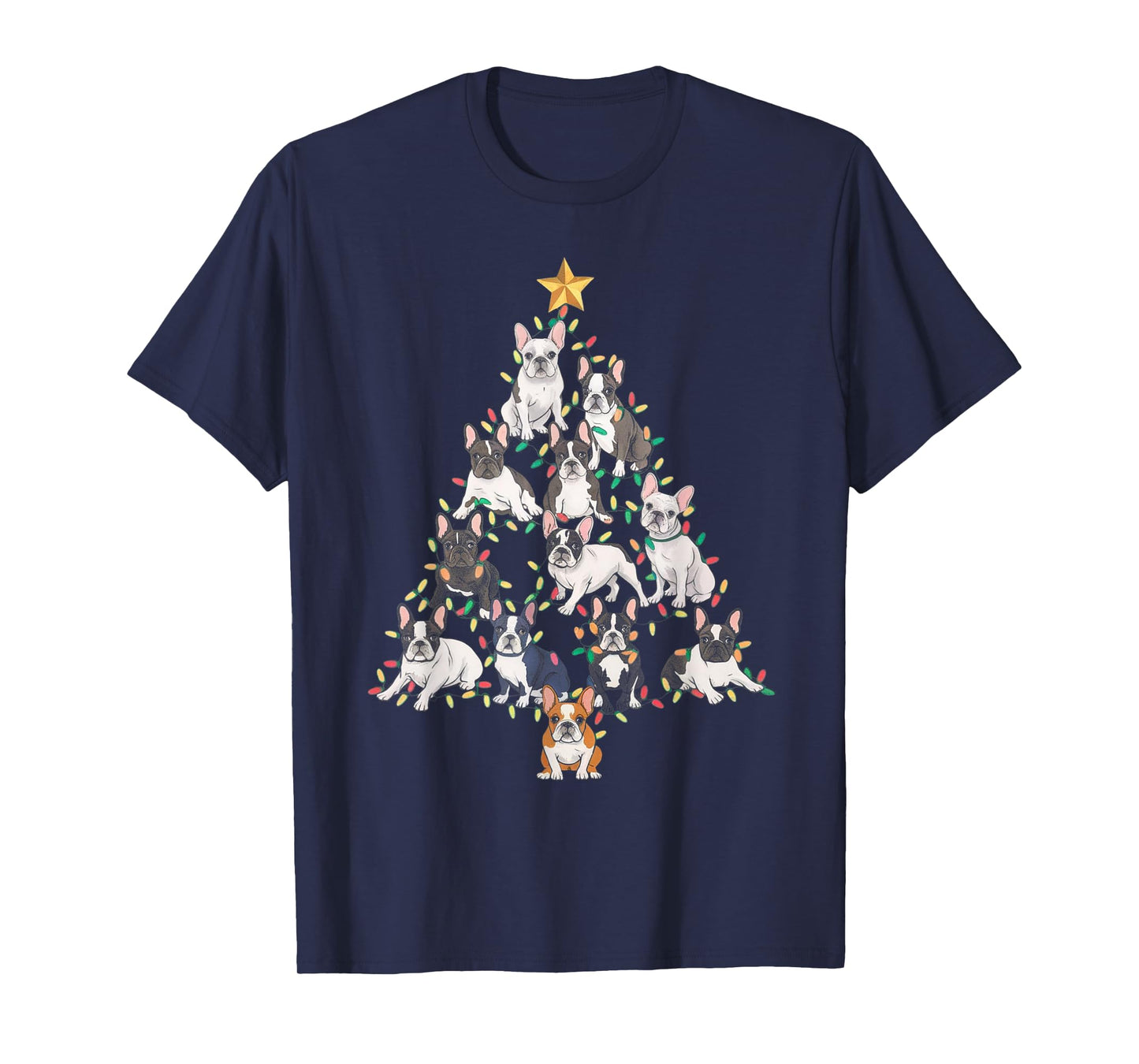 French Bulldog Christmas Tree Frenchie Dog Xmas Pajamas Tee T-Shirt