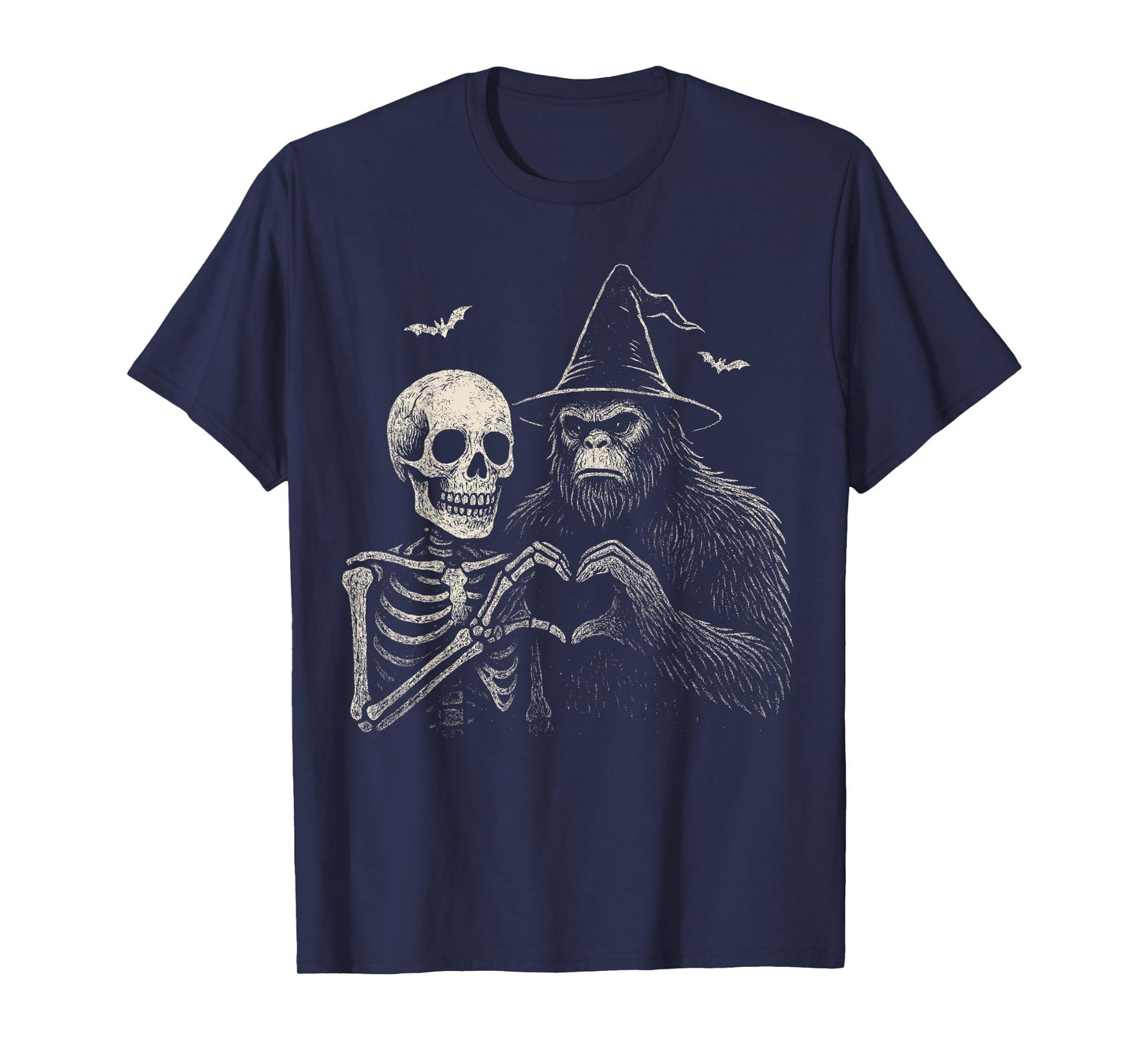 Funny Bigfoot Sasquatch Skeleton Halloween Love Men Spooky T-Shirt