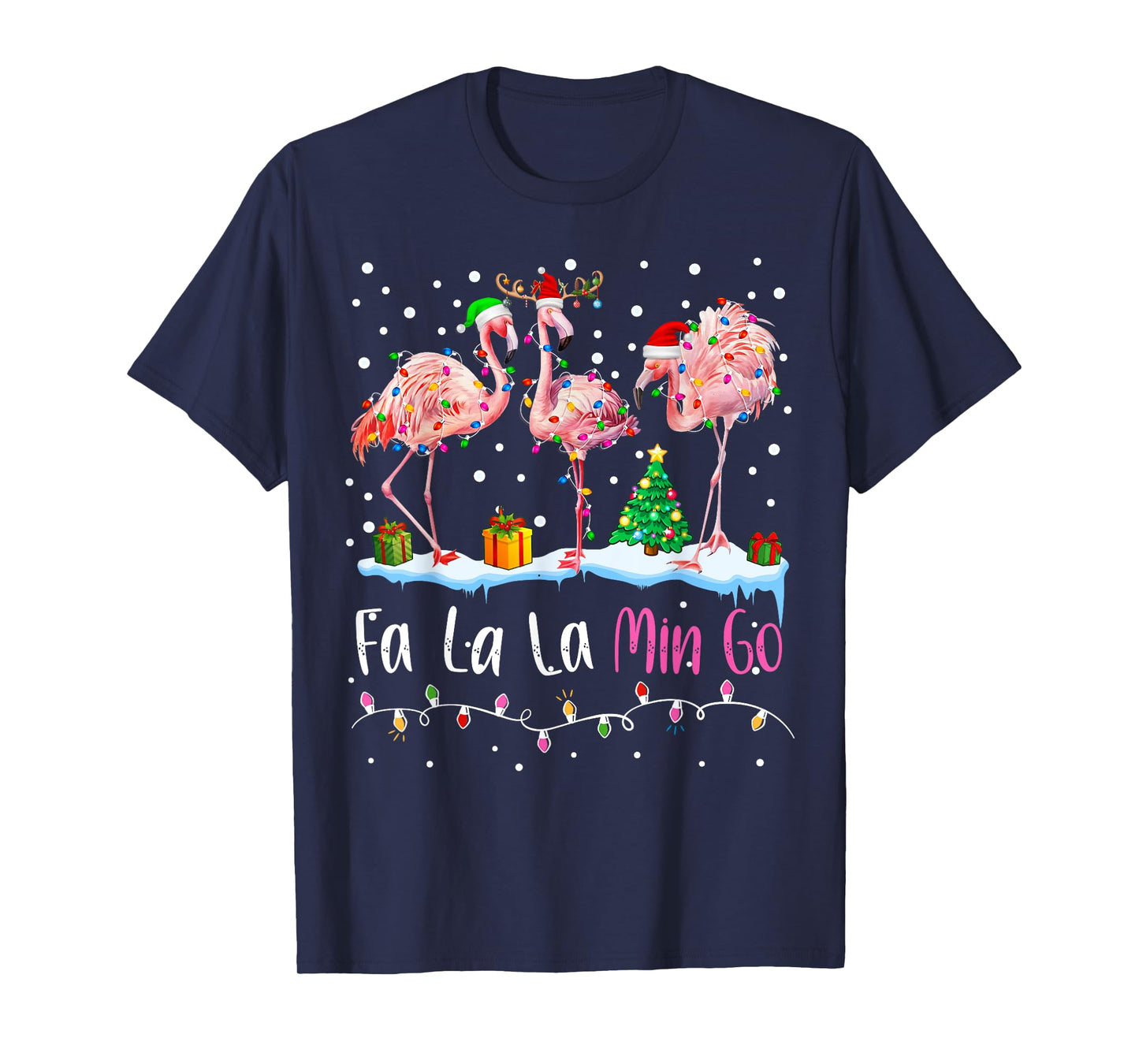 Fa La La La Mingo Flamingo Christmas Men Women Kids Xmas T-Shirt