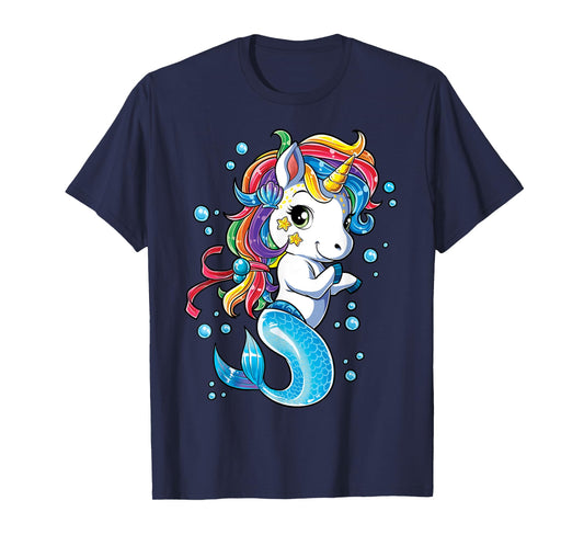 Unicorn Mermaid Mermicorn T Shirt Girls Kids Rainbow Gifts T-Shirt