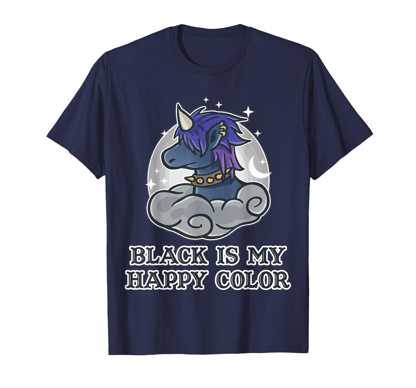 Black Is My Happy Colour Kawaii Pastel Goth Unicorn Nerd T-Shirt