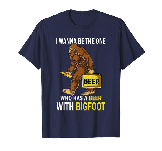 Beer With Bigfoot Idea Gift Sasquatch Man's T-shirt T-Shirt
