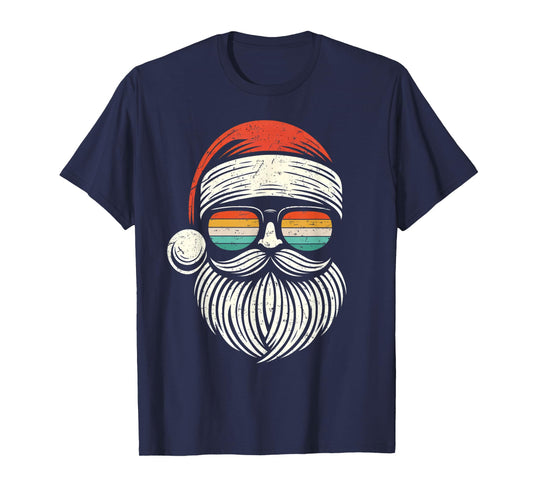 Christmas Santa Face Retro Sunglasses Xmas Men Women Kids T-Shirt