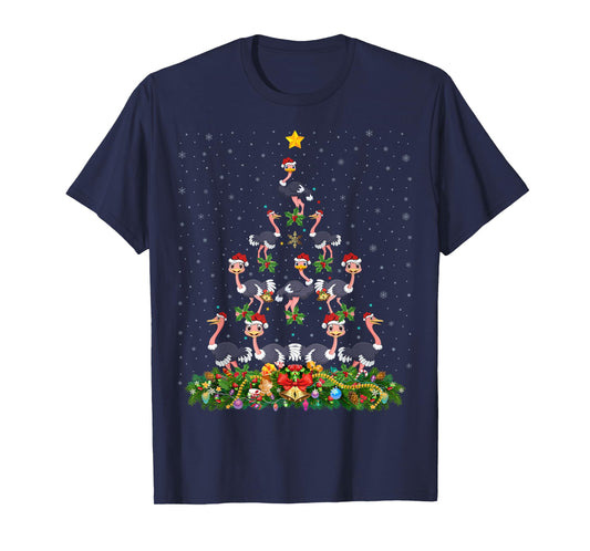 Ostrich Bird Xmas Tree Gift Santa Hat Ostrich Christmas T-Shirt
