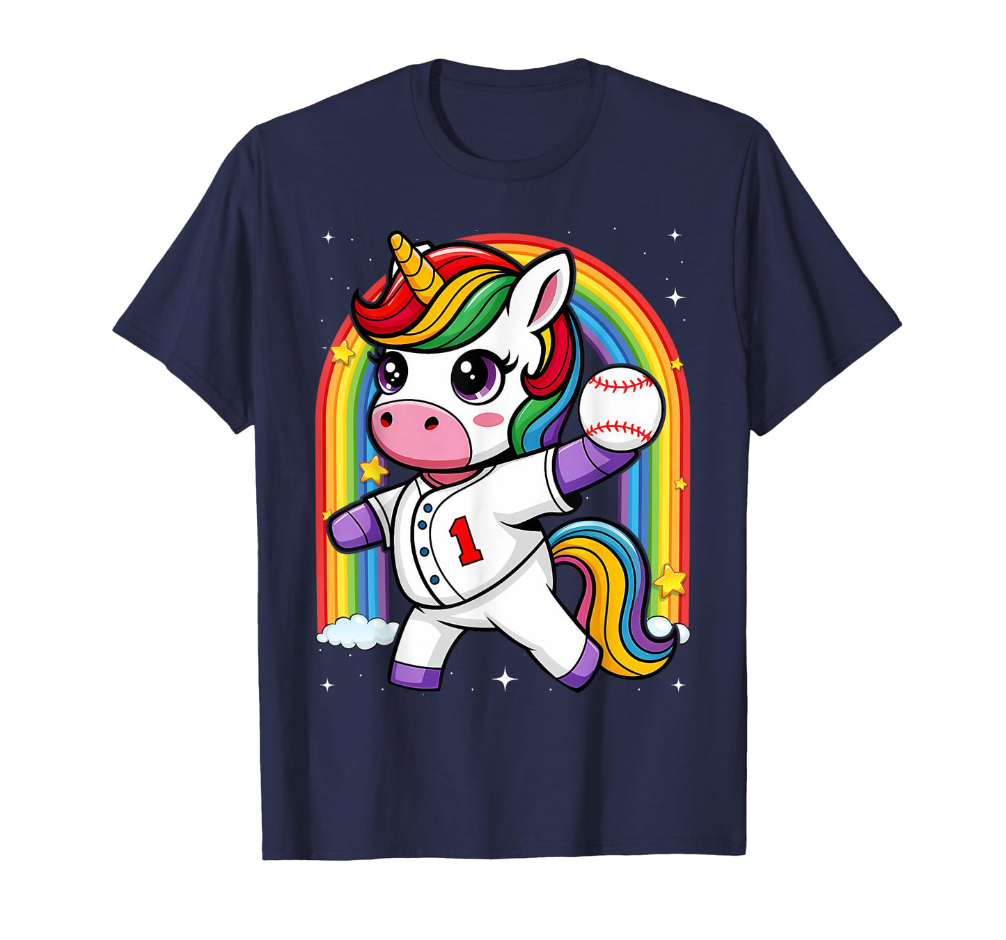 Unicorn Baseball Rainbow Baseball Lover I Unicorn Baseball T-Shirt