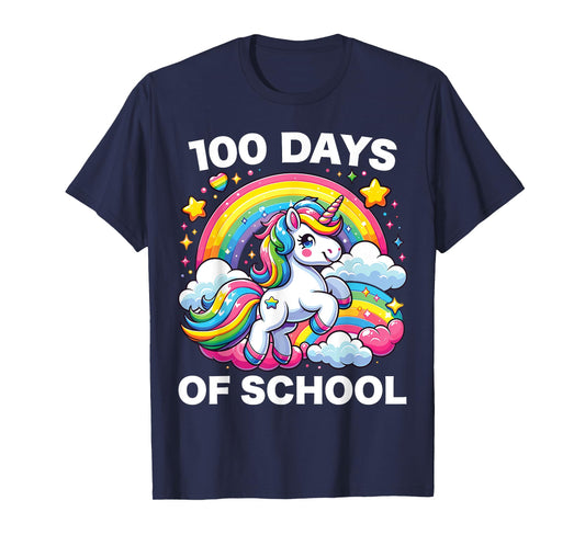 100 Days of School Unicorn Girls Teacher 100th Day of School T-Shirt
