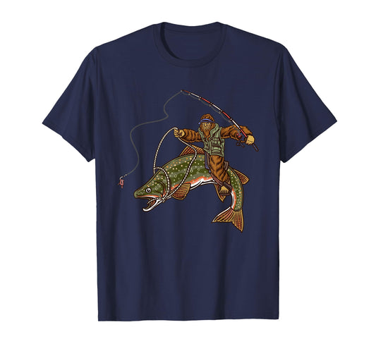 Brook Trout River Fishing Bigfoot Hunting Fishermen T-Shirt