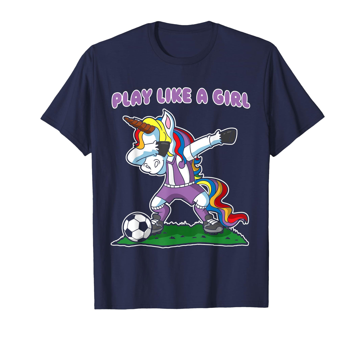 Soccer Unicorn Play Like A Girl Womens Kids Girls Gift T-Shirt