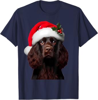 Boykin Spaniel With Santa Hat Christmas Dog Owner Lover Mom T-Shirt