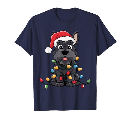 Scottish Terrier Christmas Lights Xmas Dogs Gifts Men Women T-Shirt