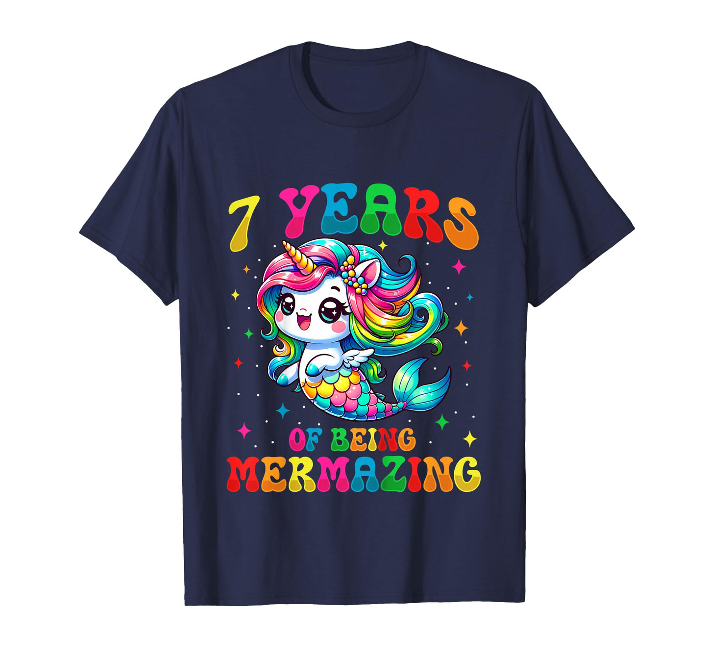 7 Years Old Mermaid Unicorn 7th Birthday Party Girls T-Shirt