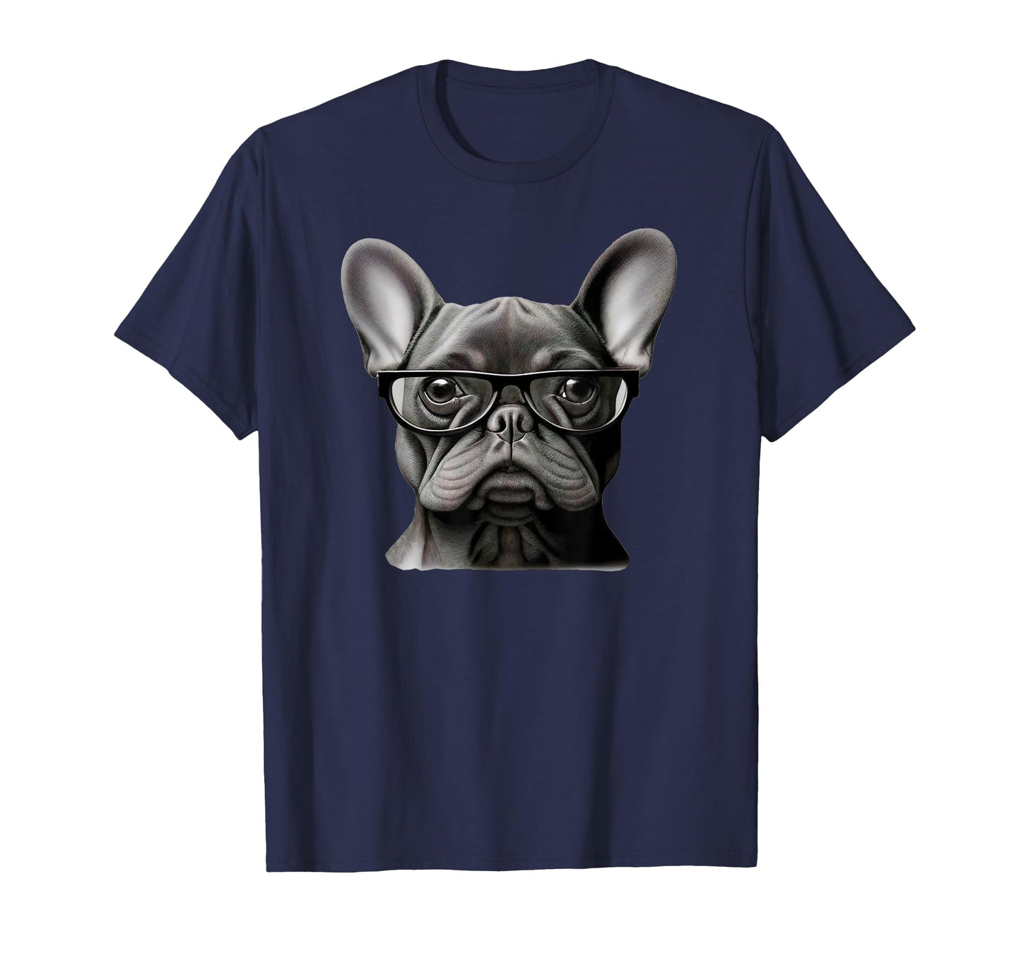 Funny French Bulldog Face Cute Frenchie Mama With Glasses Men Women Girls Kids T-Shirt