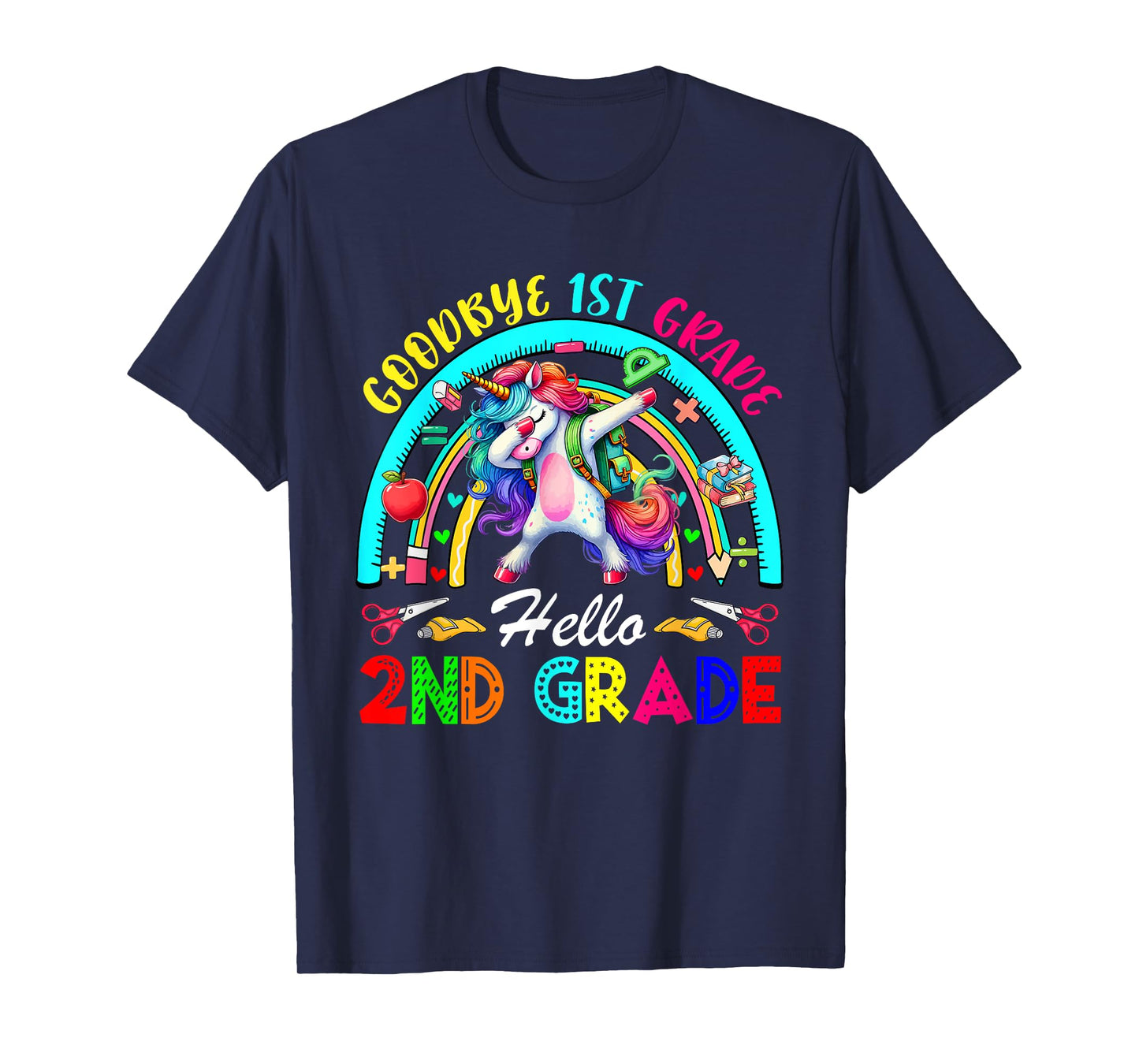 Goodbye 1st Grade Hello 2nd Grade Dabbing Unicorn Rainbow T-Shirt