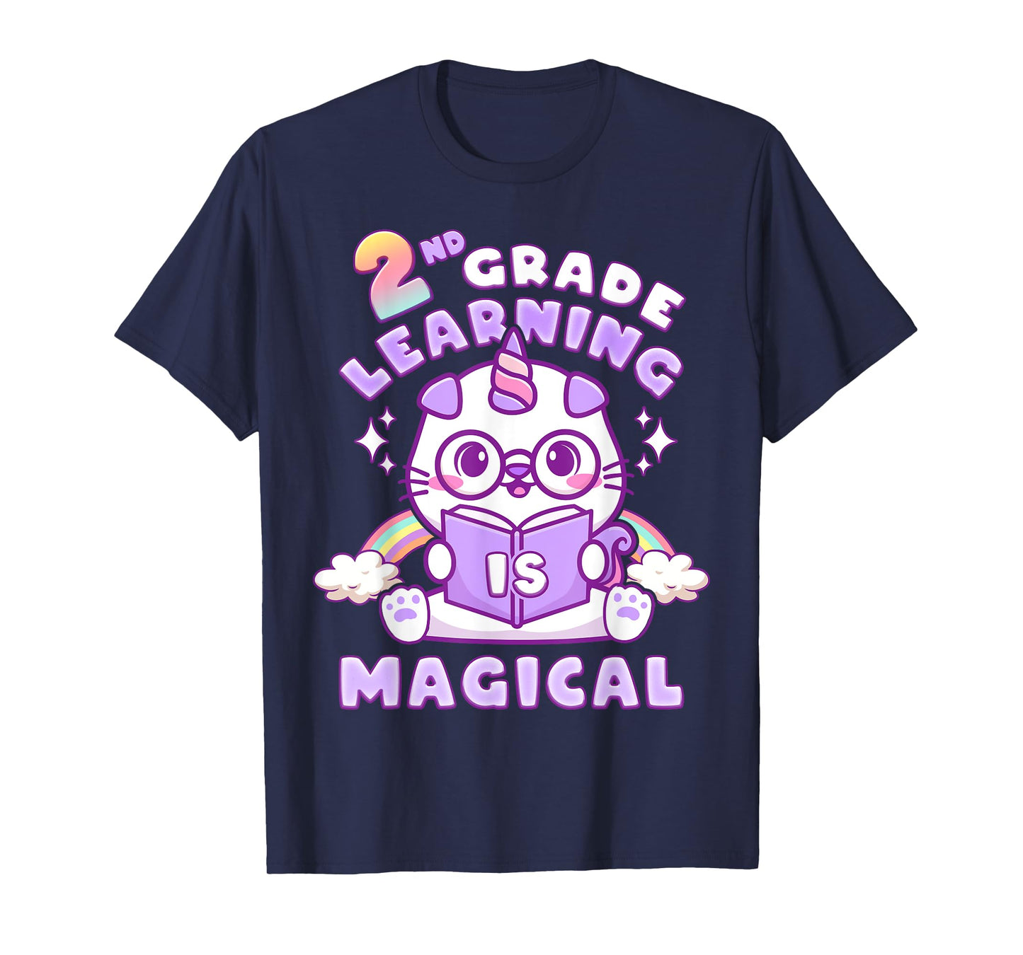 Back To School First Day of 2nd Grade Girl Unicorn Cat T-Shirt