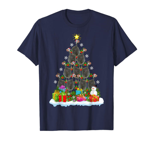 Guinea Fowl Bird Christmas Tree Gifts Unisex-Kids Xmas Holiday Funny Guinea Fowl Bird Christmas Tree T-Shirt Black Animal Print Modern Novelty Cotton 60% Polyester 40% Kids Small