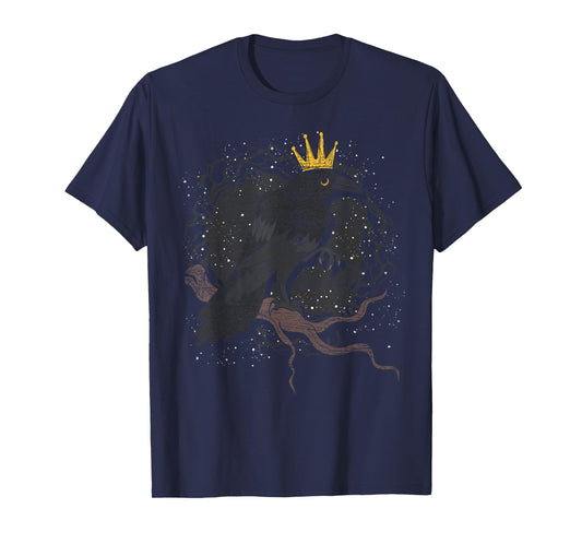 Crown Raven Creepy Night Forest Animal Gothic Bird Crow T-Shirt