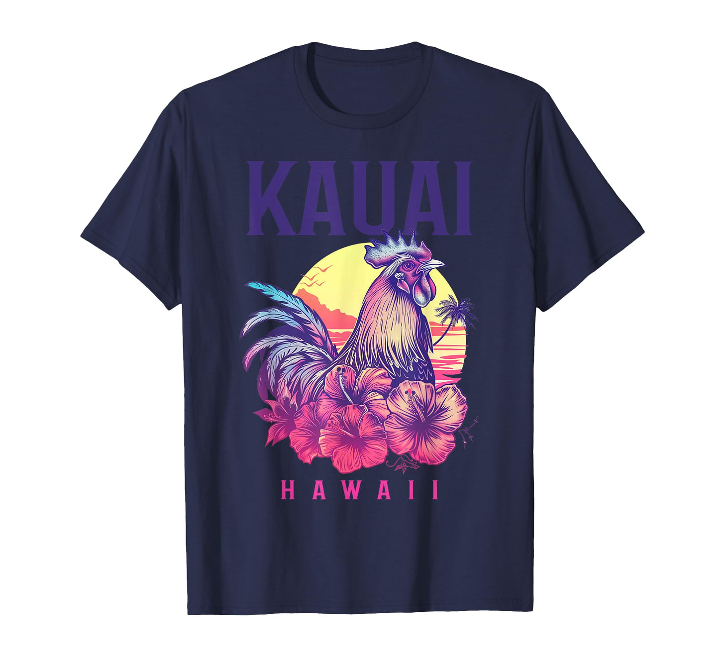 Kauai Hawaii Chicken Hawaiian Hibiscus Flowers Vintage T-Shirt