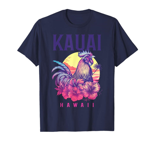 Kauai Hawaii Chicken Hawaiian Hibiscus Flowers Vintage T-Shirt