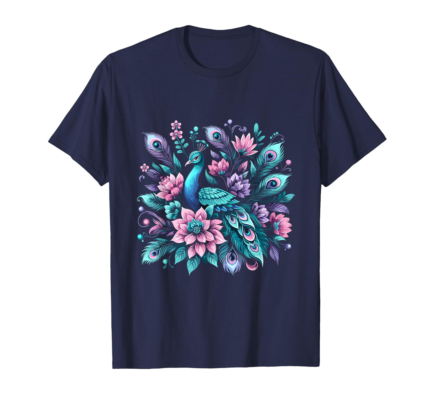 Beautiful Floral Flower Peacock T-Shirt