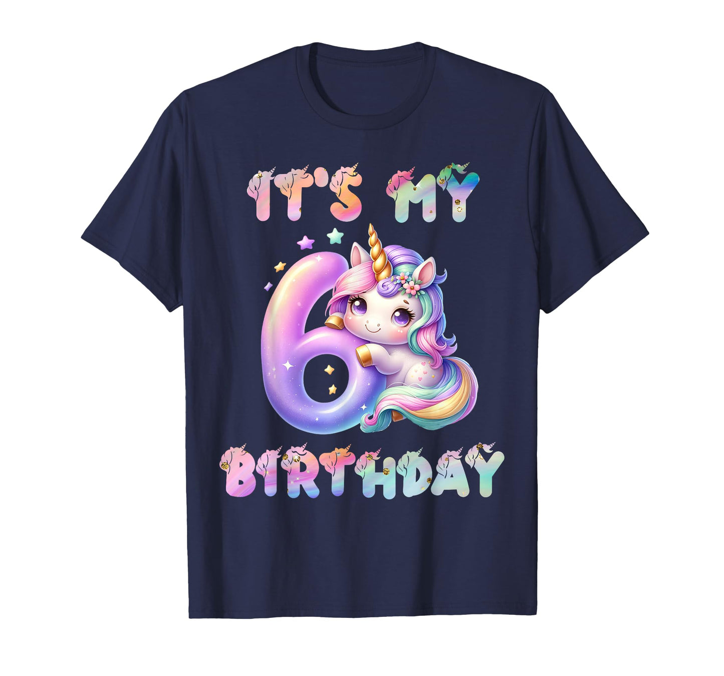 6 Year Old Unicorn Gifts For Girls 6th Birthday Girl Party T-Shirt