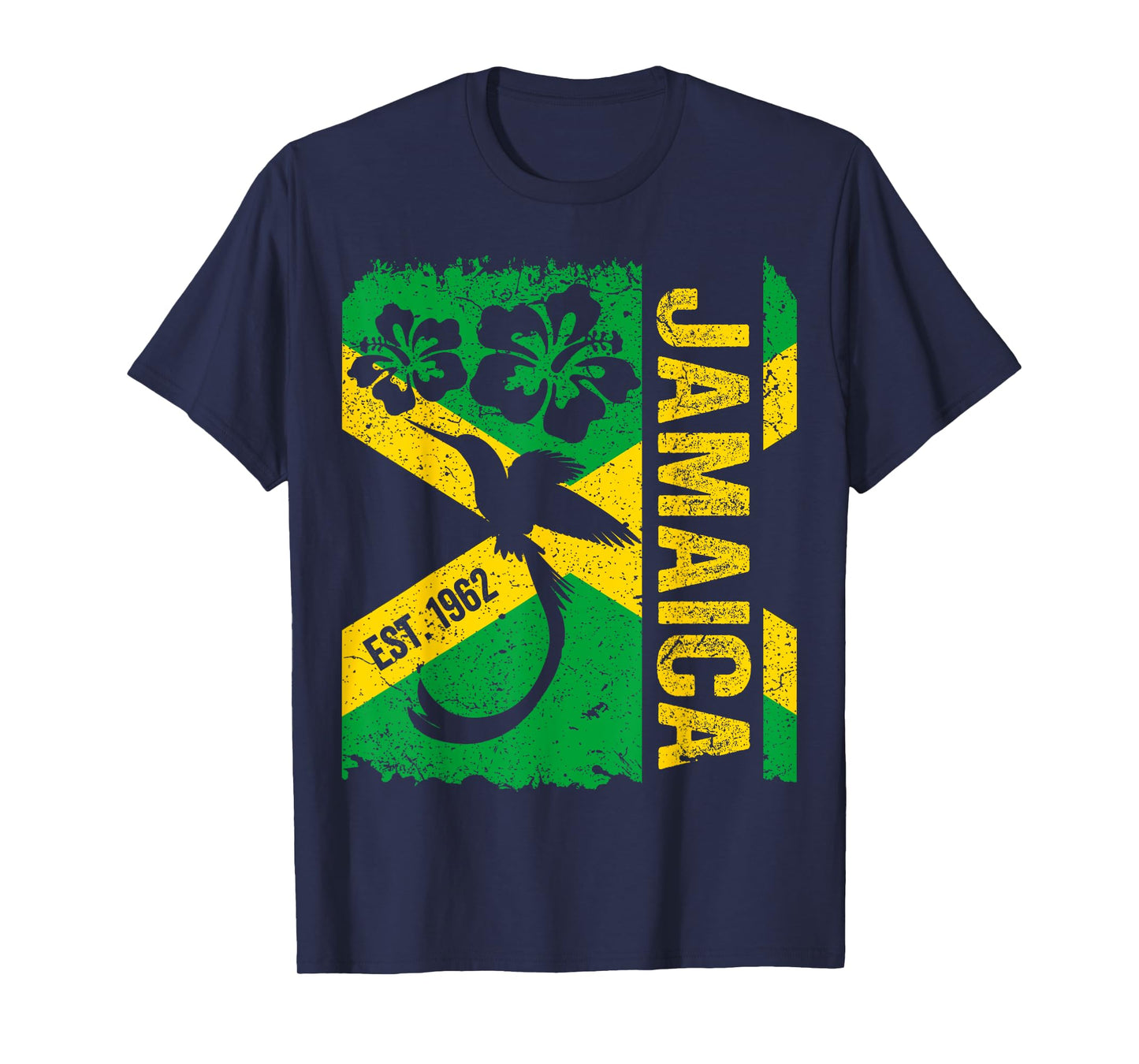 Jamaica Doctor Bird 1962 Independence Distress Jamaican Flag T-Shirt