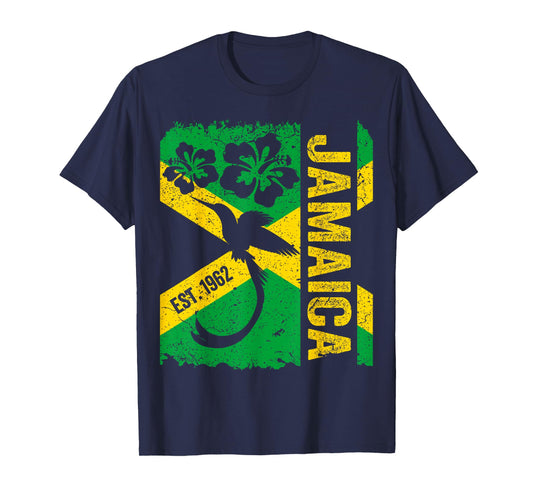 Jamaica Doctor Bird 1962 Independence Distress Jamaican Flag T-Shirt