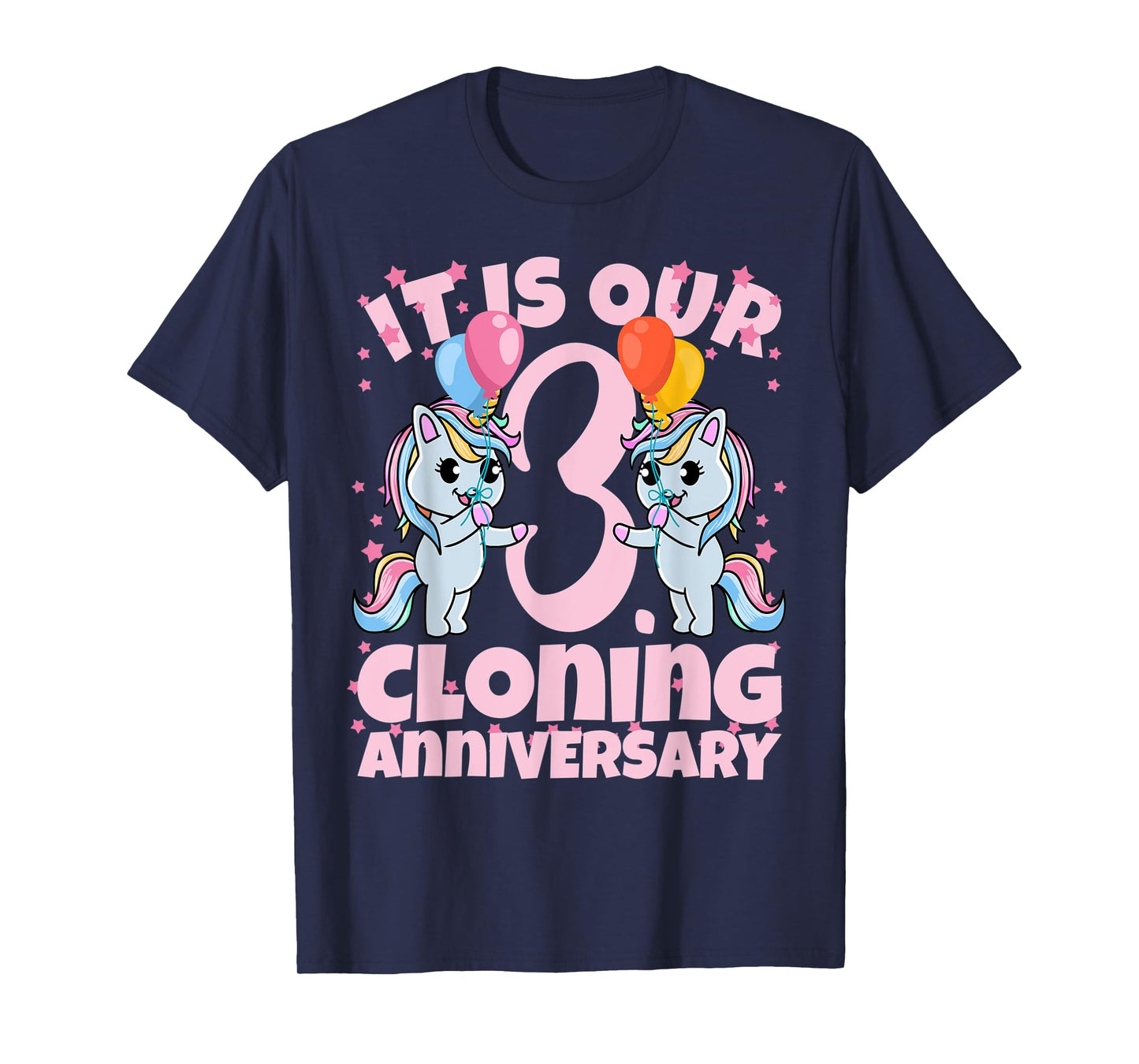 3rd Birthday Twins Girls Cloning Anniversary Sister Kids T-Shirt