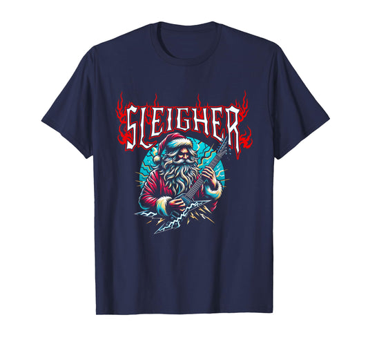 Sleigher Santa Funny Christmas Heavy Metal Music Men Women T-Shirt