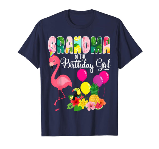 Flamingo Birthday Grandma Of The Birthday Girl Flamingo Bday T-Shirt