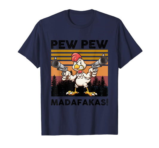 PEW Madafakas Turkey With Gun Retro Vintage Thanksgiving T-Shirt