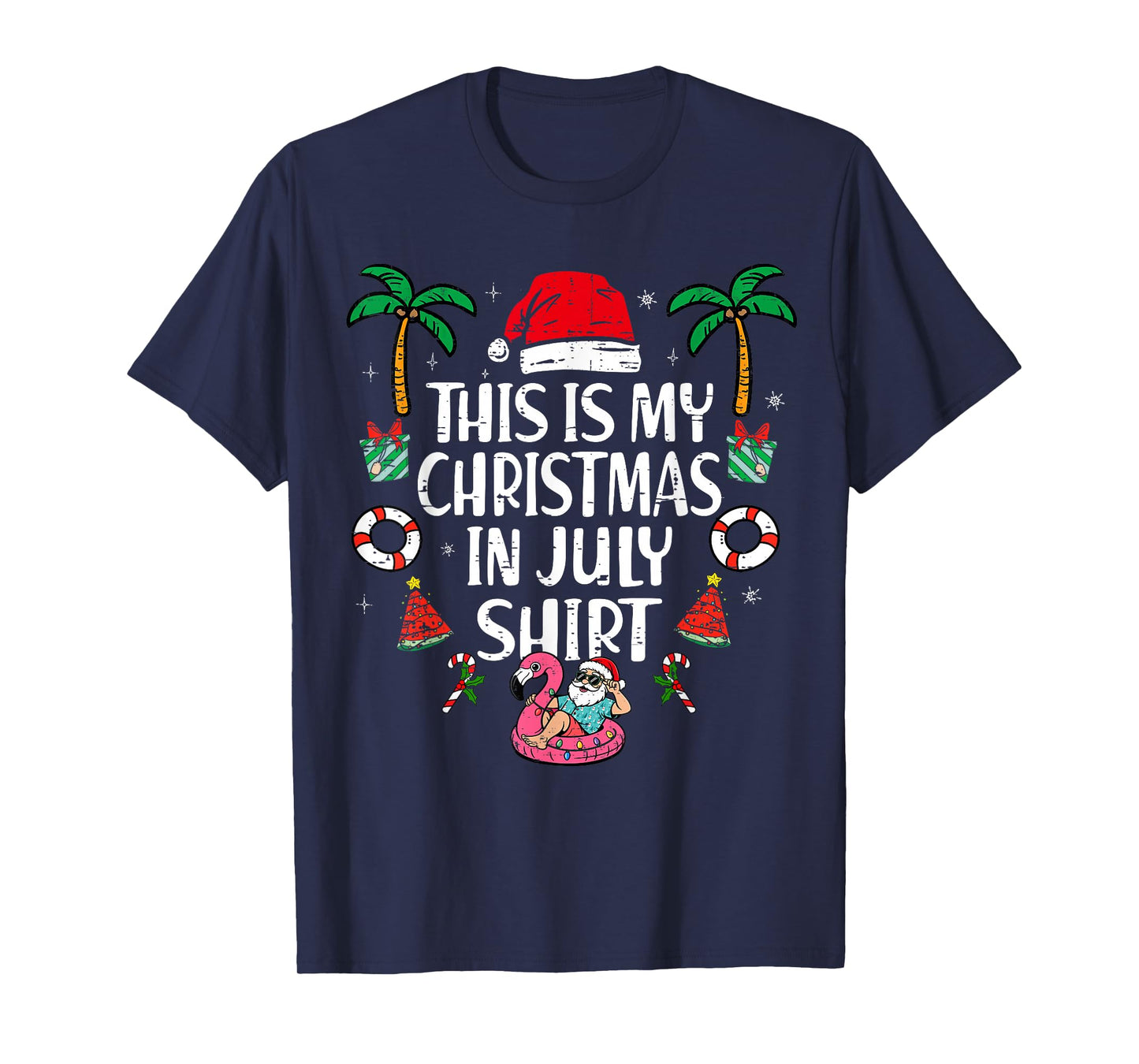 This Is My Christmas In July Shirt Men Women Kids Santa Xmas T-Shirt