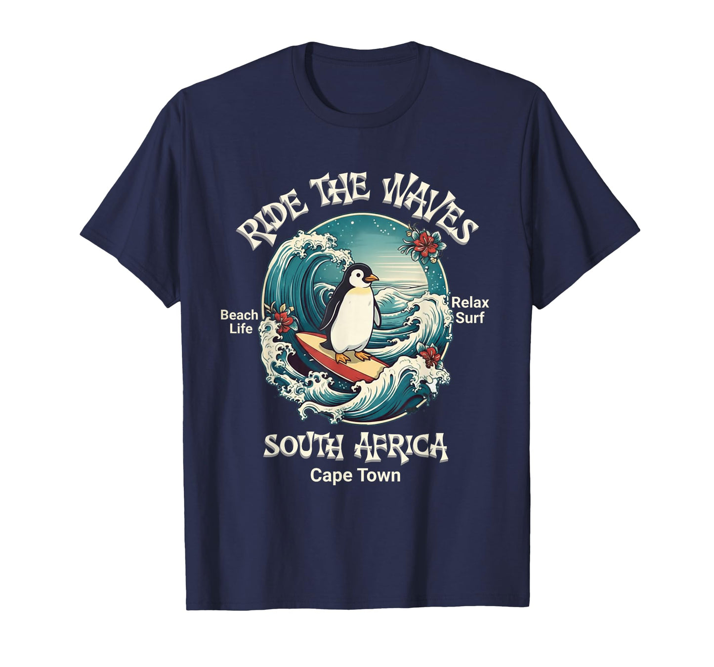 Penguin Surfing Waves South Africa Cape Cod Surfs Up Fun T-Shirt