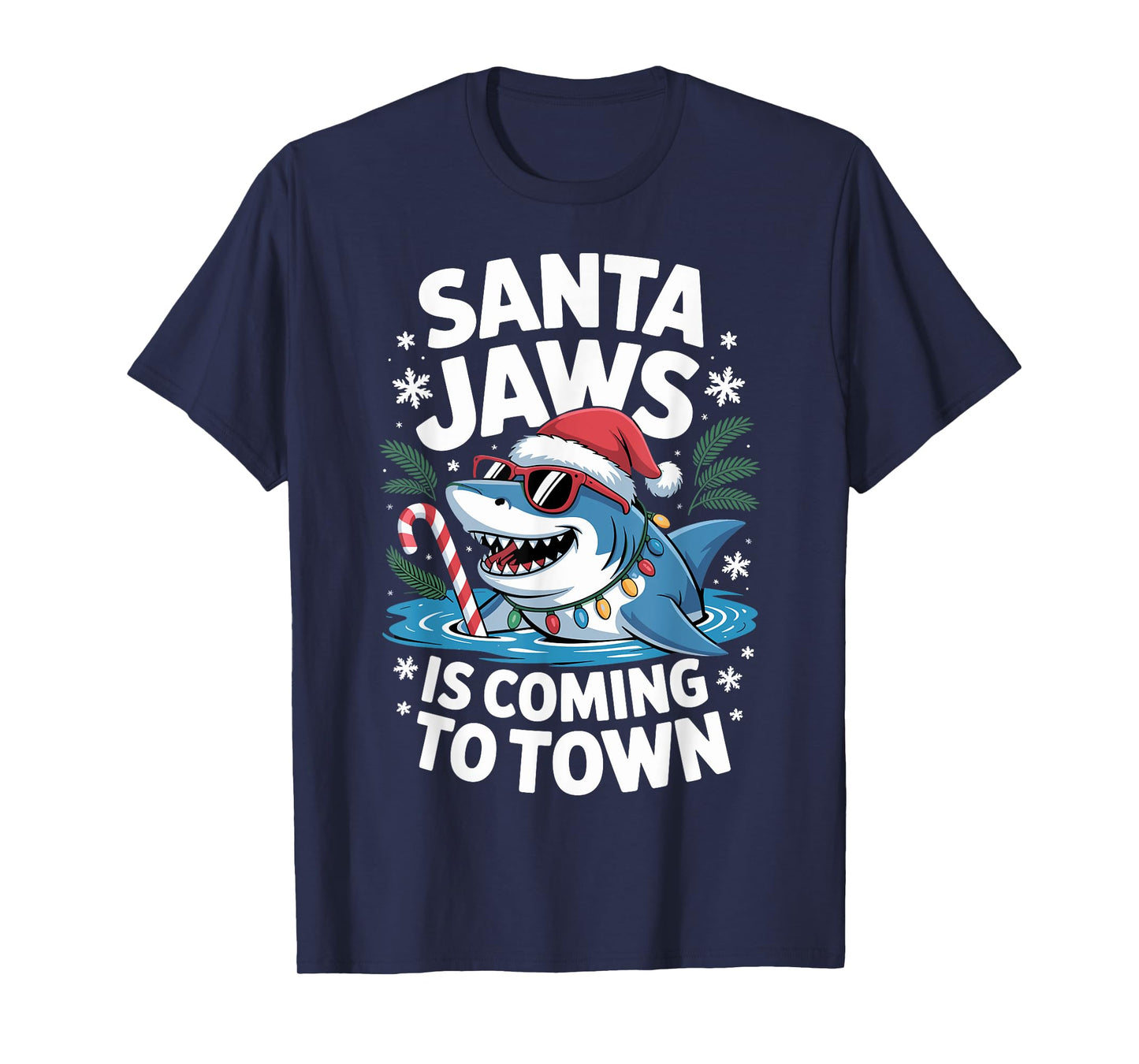 Santa Jaws Sharkmas Xmas Shark Christmas In July T-Shirt