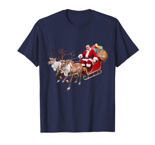 Donald Trump Santa Claus Sleigh Christmas Xmas USA President T-Shirt