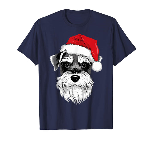 Mini Schnauzer Santa Dog on Miniature Schnauzer Christmas T-Shirt