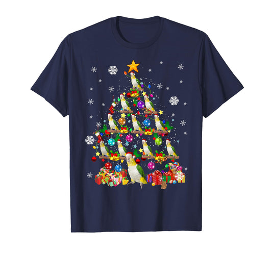 Santa Caique Birds Christmas Tree Lights Santa Parrots Birds T-Shirt