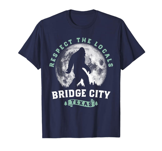 Bridge City Texas Bigfoot Night Walk Retro Moon T-Shirt
