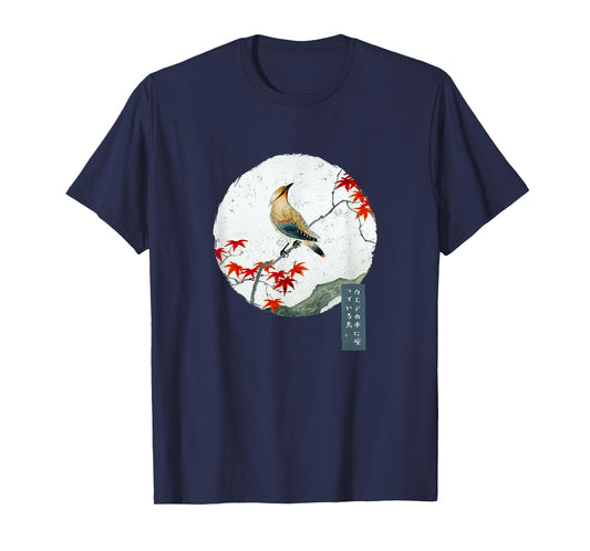 Bird On Maple Tree Japanese Retro Vintage Japan Art Kanji T-Shirt