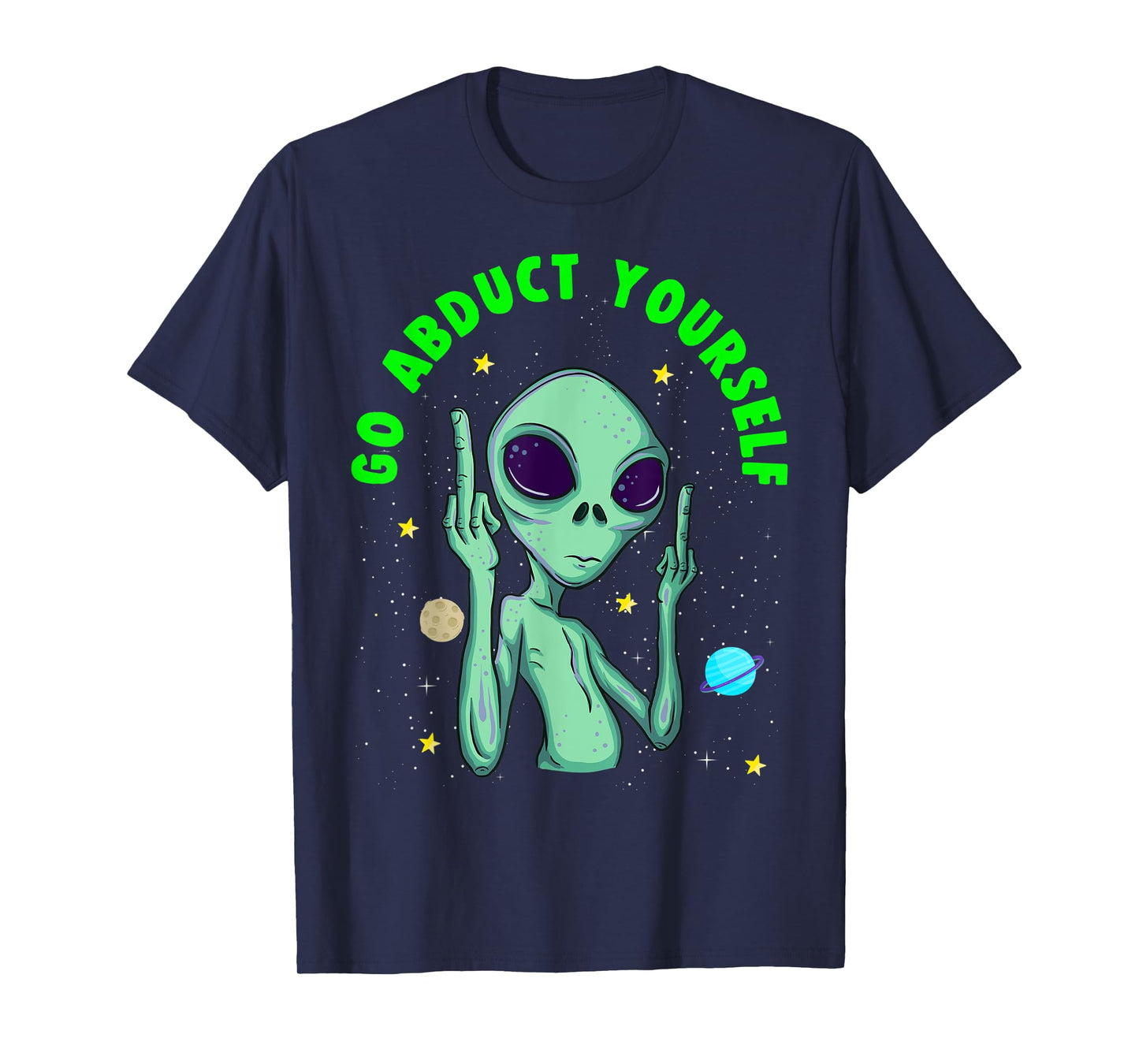 Funny Alien Middle Finger T-Shirt Flipping Double Birds