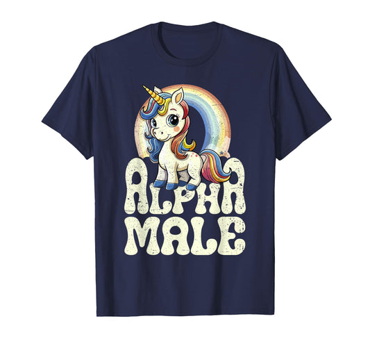 Alpha Male Unicorn Funny Sarcastic Ironic Weird Y2K Humor T-Shirt